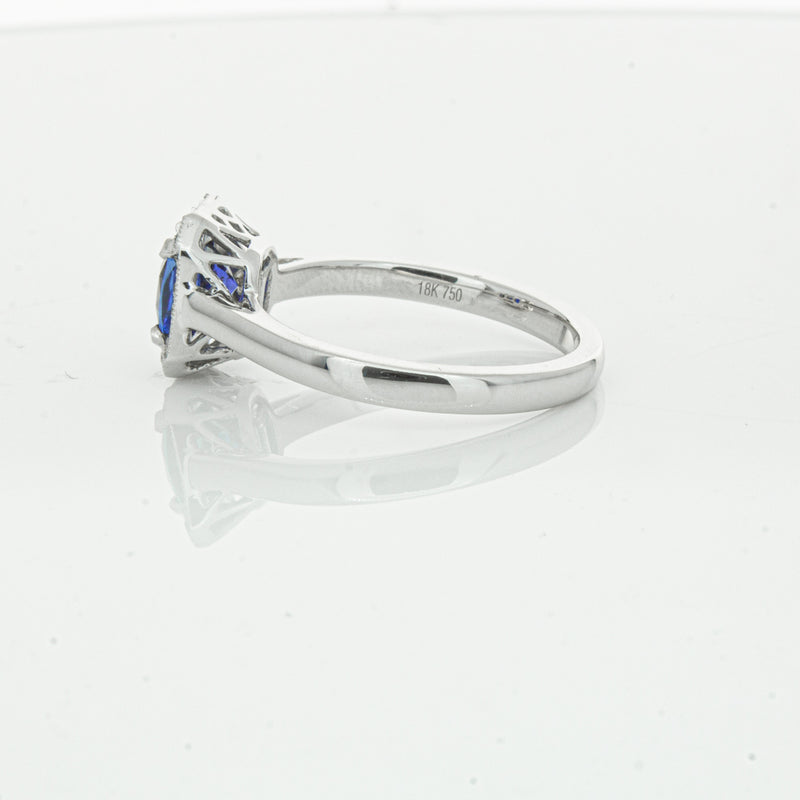 18ct White Gold 1.03ct Sapphire & Diamond Empire Ring-Ring-Walker & Hall