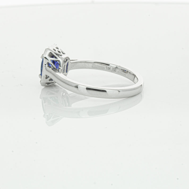 18ct White Gold 1.03ct Sapphire & Diamond Empire Ring-Ring-Walker & Hall
