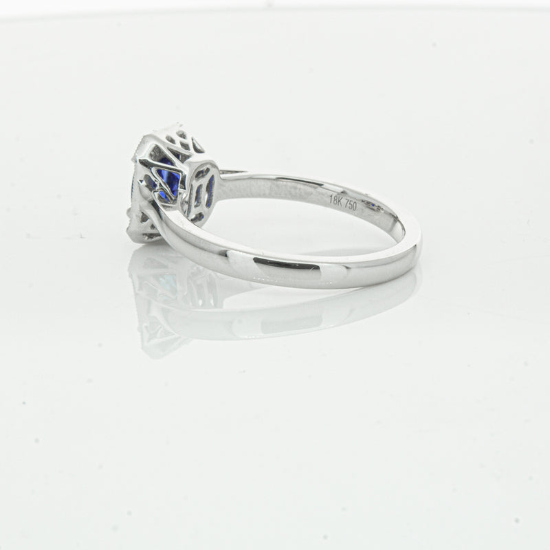 18ct White Gold 1.03ct Sapphire & Diamond Empire Ring-Ring-Walker & Hall