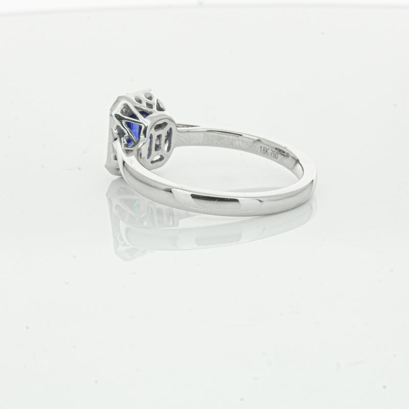 18ct White Gold 1.03ct Sapphire & Diamond Empire Ring-Ring-Walker & Hall