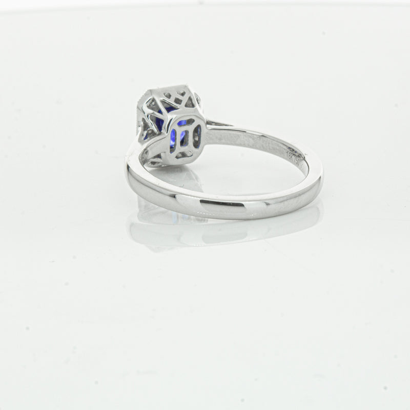 18ct White Gold 1.03ct Sapphire & Diamond Empire Ring-Ring-Walker & Hall