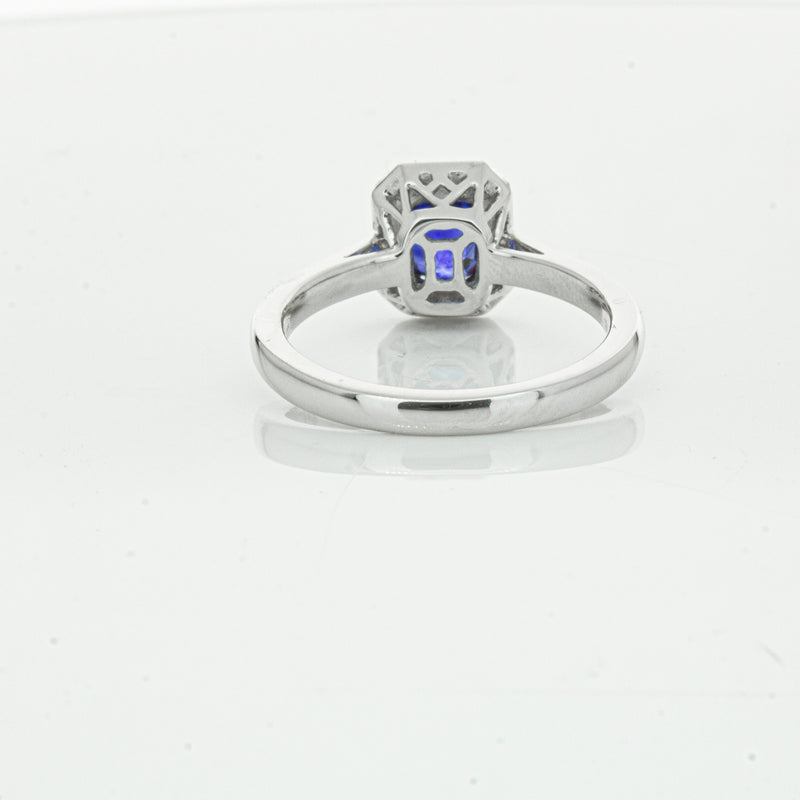18ct White Gold 1.03ct Sapphire & Diamond Empire Ring-Ring-Walker & Hall