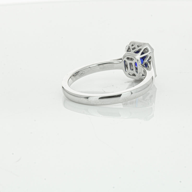 18ct White Gold 1.03ct Sapphire & Diamond Empire Ring-Ring-Walker & Hall
