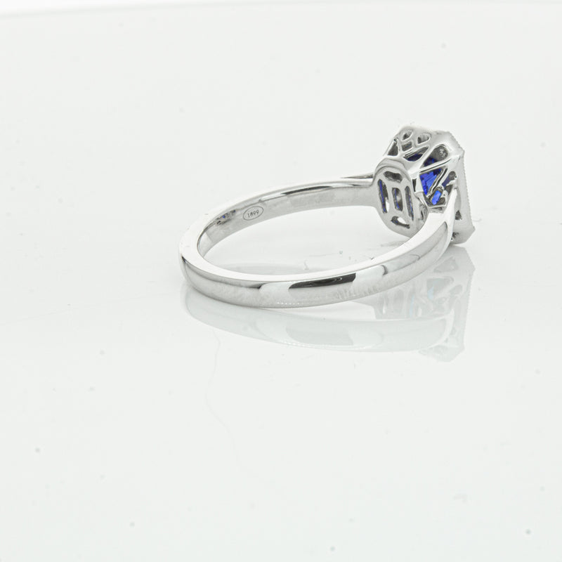18ct White Gold 1.03ct Sapphire & Diamond Empire Ring-Ring-Walker & Hall