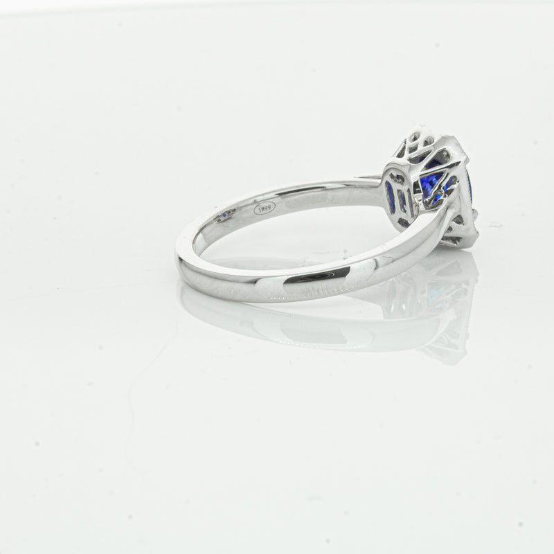 18ct White Gold 1.03ct Sapphire & Diamond Empire Ring-Ring-Walker & Hall