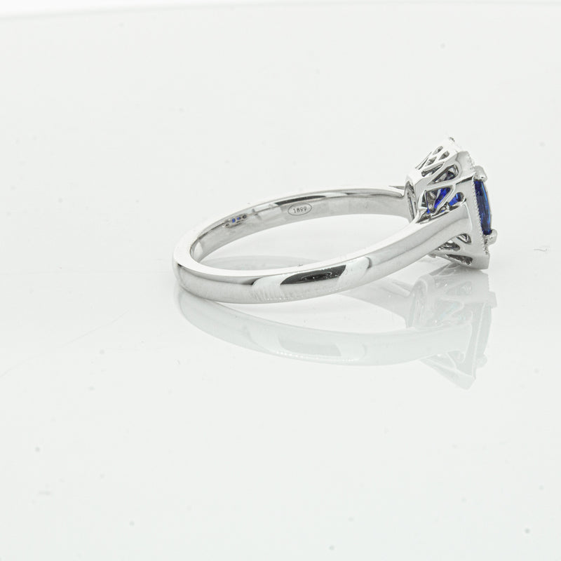 18ct White Gold 1.03ct Sapphire & Diamond Empire Ring-Ring-Walker & Hall