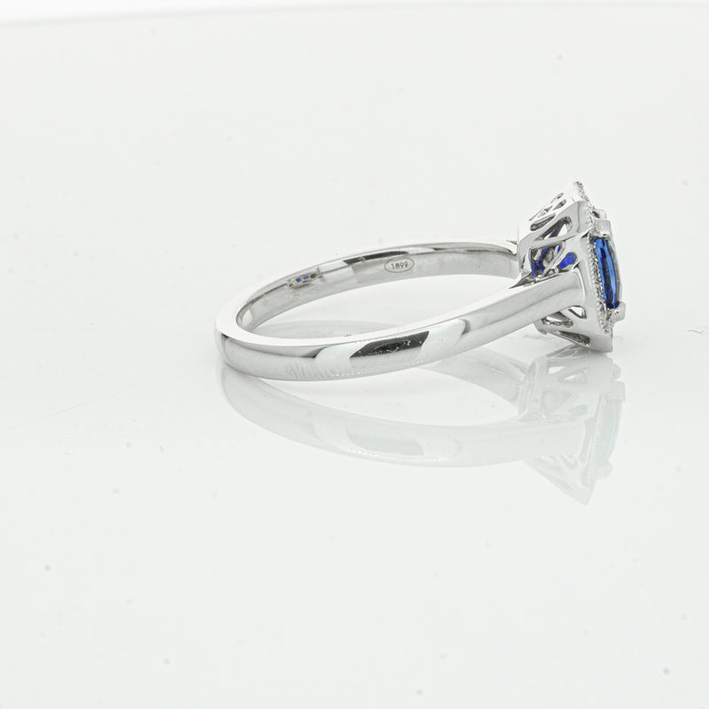 18ct White Gold 1.03ct Sapphire & Diamond Empire Ring-Ring-Walker & Hall