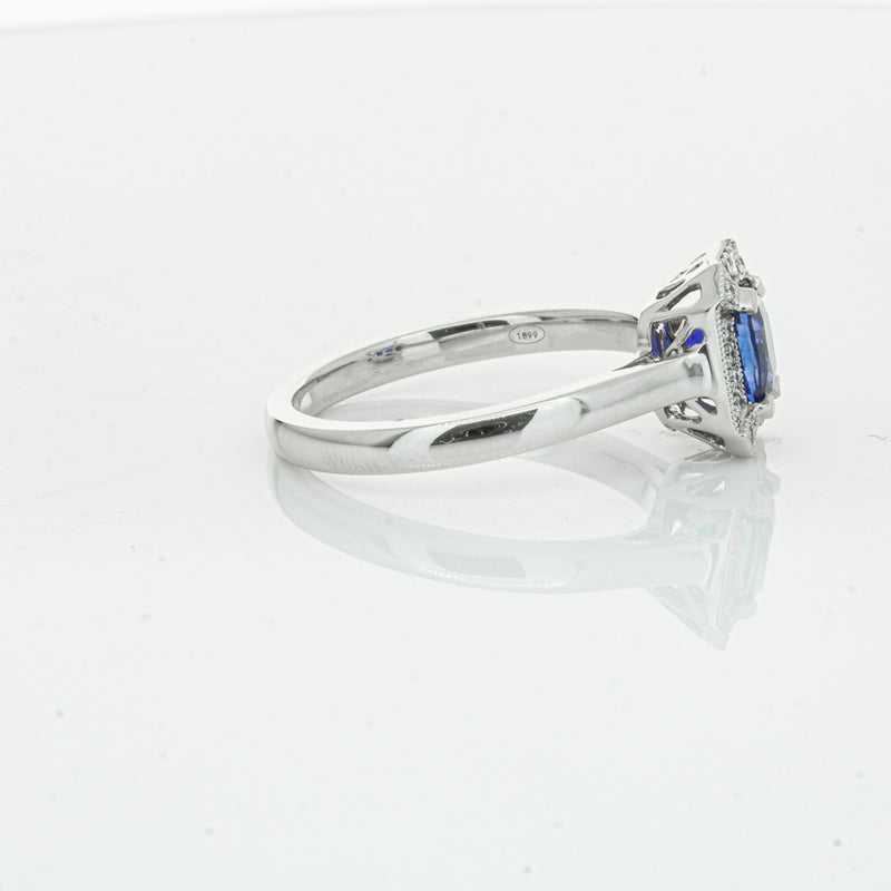 18ct White Gold 1.03ct Sapphire & Diamond Empire Ring-Ring-Walker & Hall