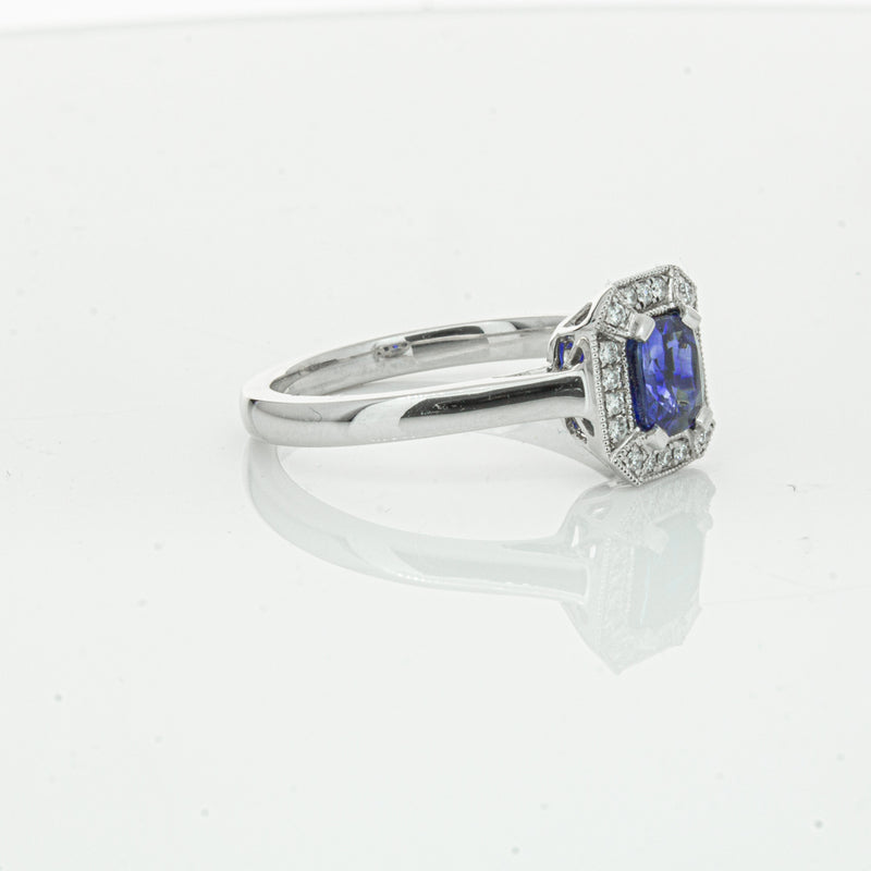 18ct White Gold 1.03ct Sapphire & Diamond Empire Ring-Ring-Walker & Hall