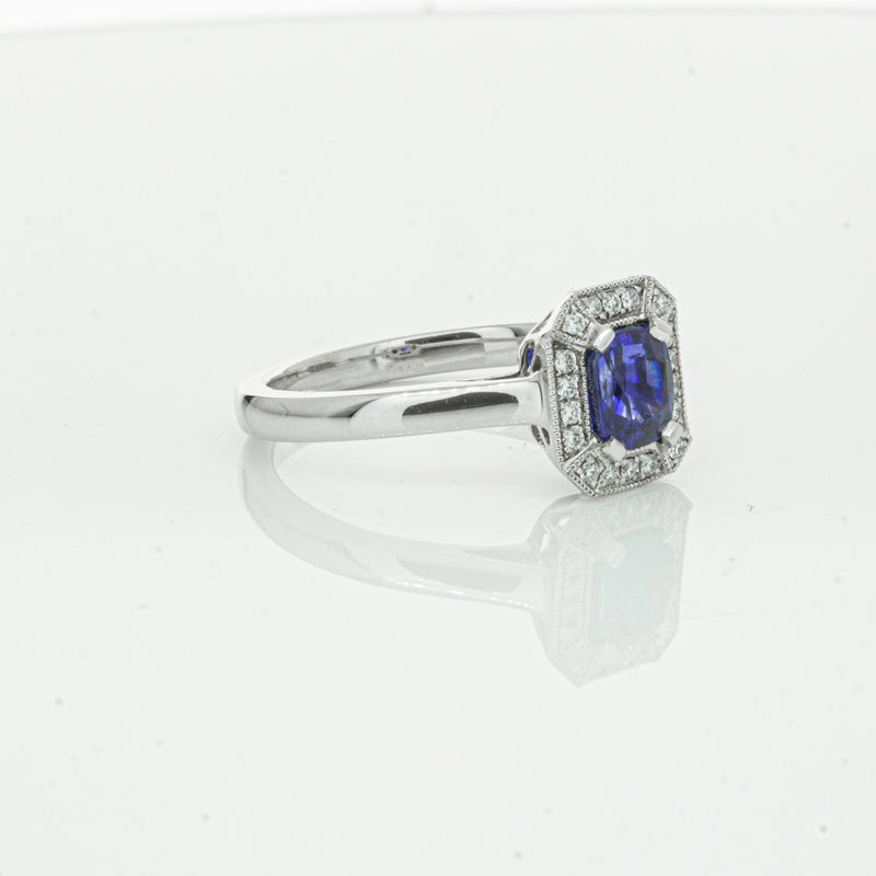 18ct White Gold 1.03ct Sapphire & Diamond Empire Ring-Ring-Walker & Hall