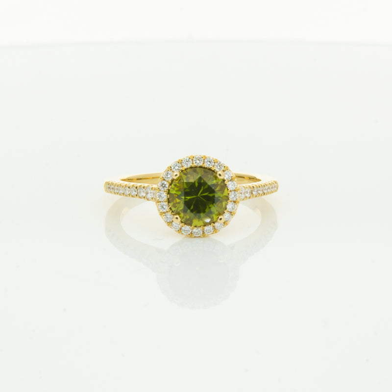 18ct Yellow Gold Green Sapphire & Diamond Mini Sierra Ring-Ring-Walker & Hall