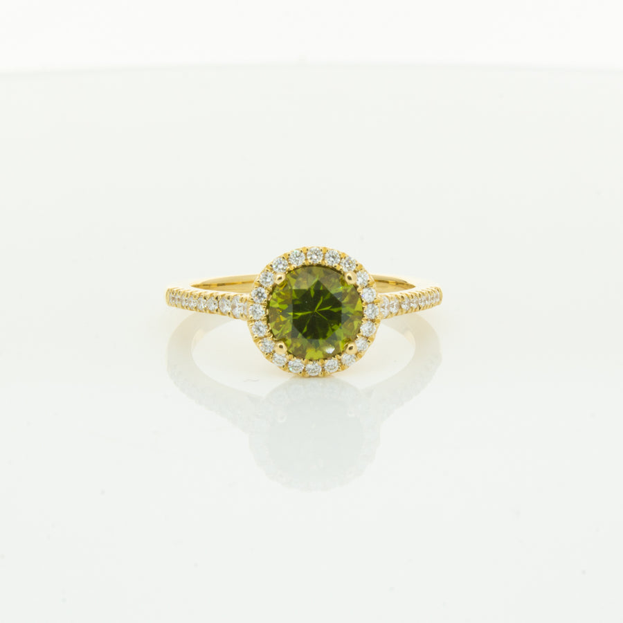 18ct Yellow Gold Green Sapphire & Diamond Mini Sierra Ring-Ring-Walker & Hall