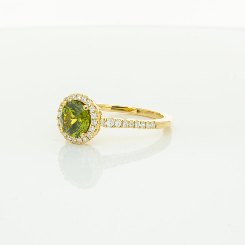 18ct Yellow Gold Green Sapphire & Diamond Mini Sierra Ring-Ring-Walker & Hall