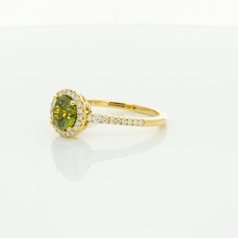 18ct Yellow Gold Green Sapphire & Diamond Mini Sierra Ring-Ring-Walker & Hall