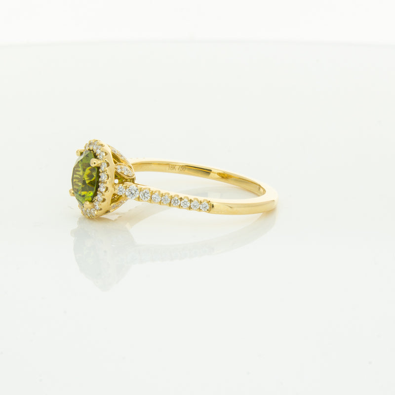 18ct Yellow Gold Green Sapphire & Diamond Mini Sierra Ring-Ring-Walker & Hall