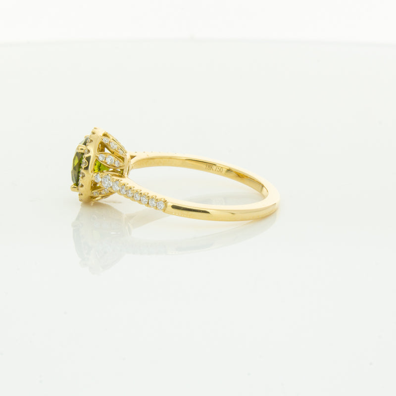 18ct Yellow Gold Green Sapphire & Diamond Mini Sierra Ring-Ring-Walker & Hall