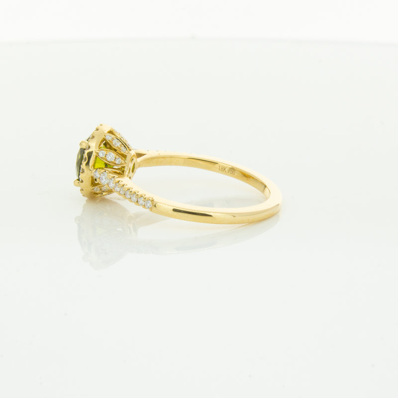 18ct Yellow Gold Green Sapphire & Diamond Mini Sierra Ring-Ring-Walker & Hall
