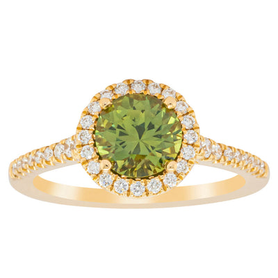 18ct Yellow Gold Green Sapphire & Diamond Mini Sierra Ring-Ring-Walker & Hall