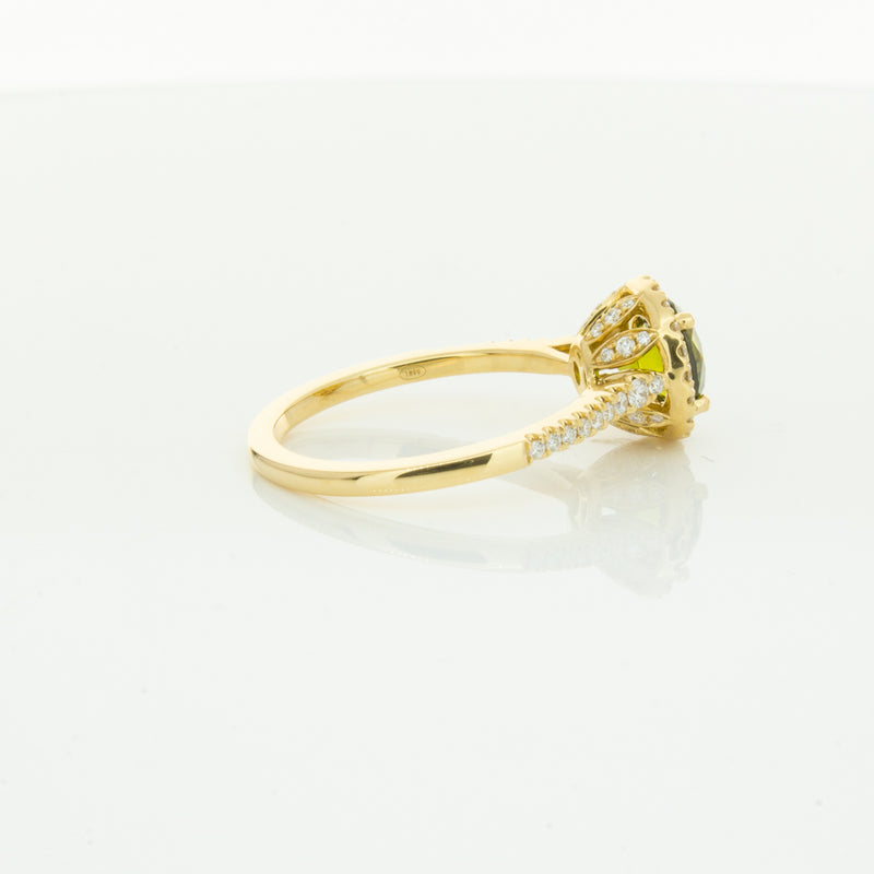 18ct Yellow Gold Green Sapphire & Diamond Mini Sierra Ring-Ring-Walker & Hall