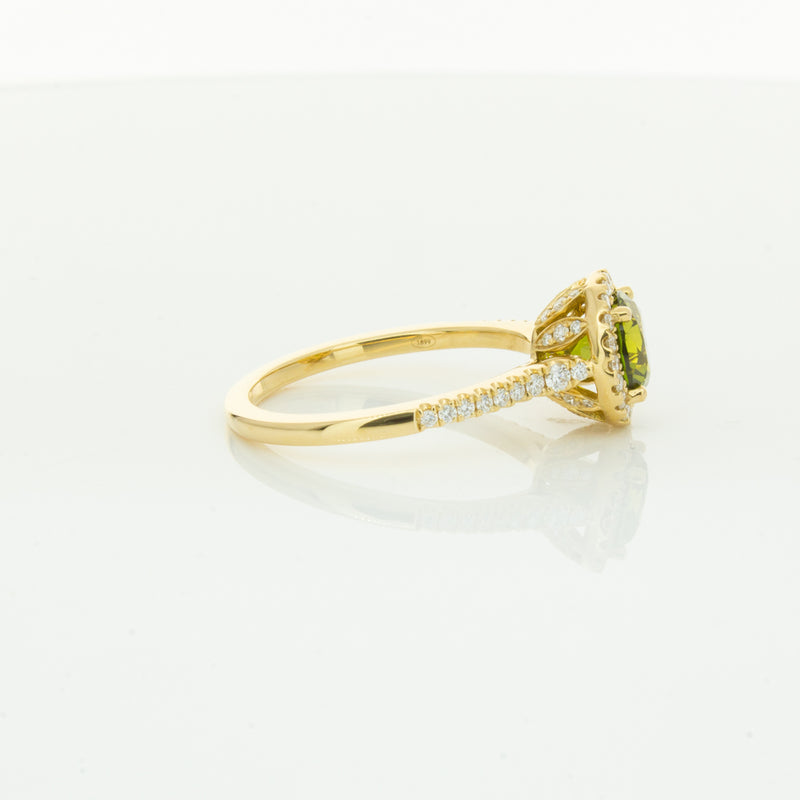 18ct Yellow Gold Green Sapphire & Diamond Mini Sierra Ring-Ring-Walker & Hall