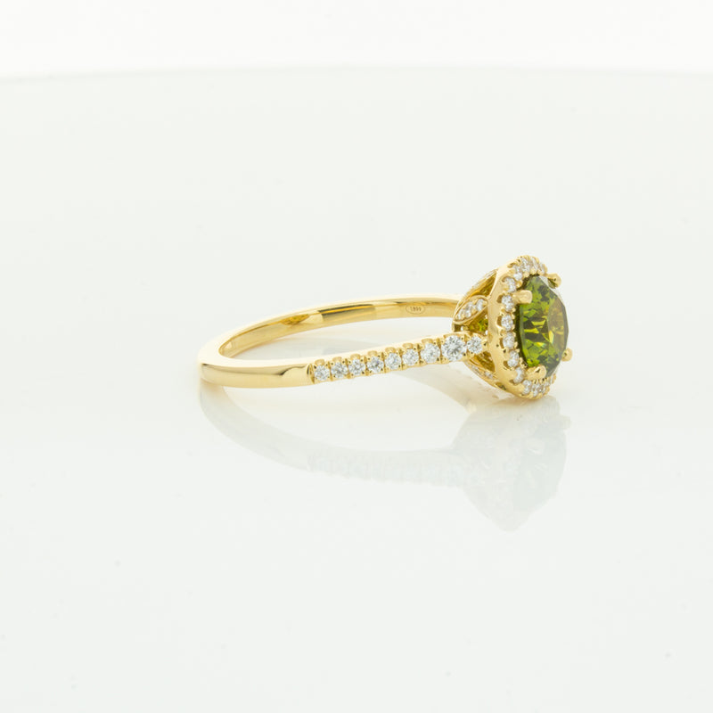 18ct Yellow Gold Green Sapphire & Diamond Mini Sierra Ring-Ring-Walker & Hall