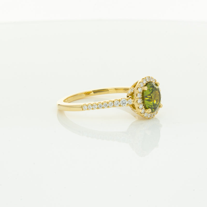 18ct Yellow Gold Green Sapphire & Diamond Mini Sierra Ring-Ring-Walker & Hall
