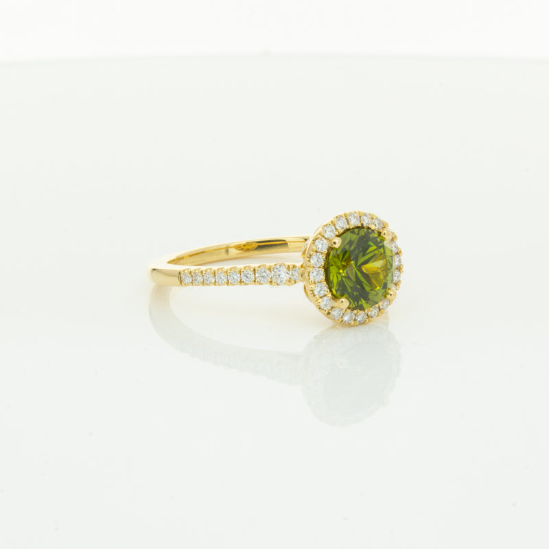 18ct Yellow Gold Green Sapphire & Diamond Mini Sierra Ring-Ring-Walker & Hall