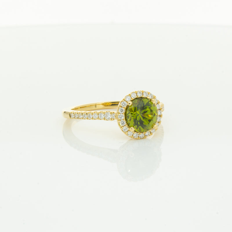 18ct Yellow Gold Green Sapphire & Diamond Mini Sierra Ring-Ring-Walker & Hall