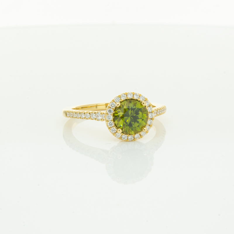 18ct Yellow Gold Green Sapphire & Diamond Mini Sierra Ring-Ring-Walker & Hall