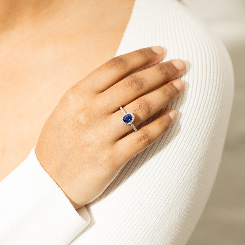 18ct White Gold 1.44ct Sapphire & Diamond Mini Sierra Ring-Ring-Walker & Hall