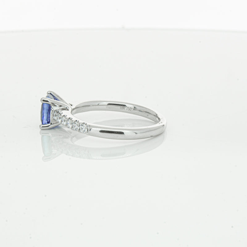 18ct White Gold 1.52ct Sapphire & Diamond Meridien Ring-Ring-Walker & Hall