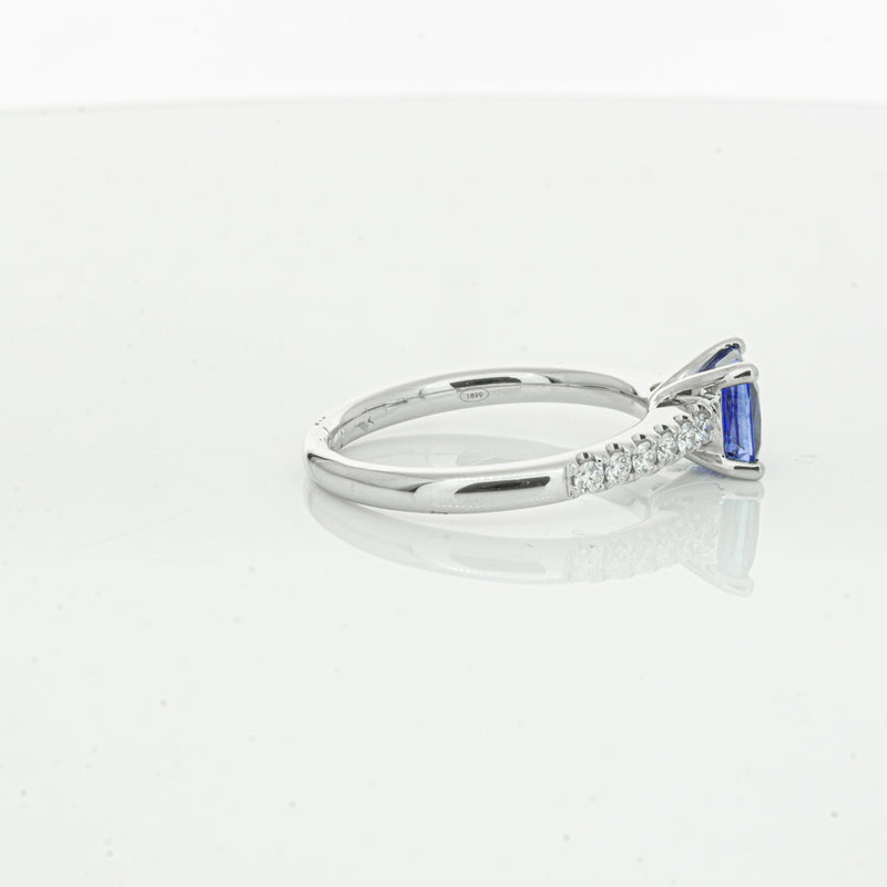 18ct White Gold 1.52ct Sapphire & Diamond Meridien Ring-Ring-Walker & Hall