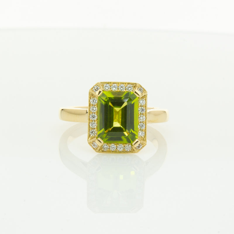 18ct Yellow Gold Peridot & Diamond Empire Ring-Ring-Walker & Hall