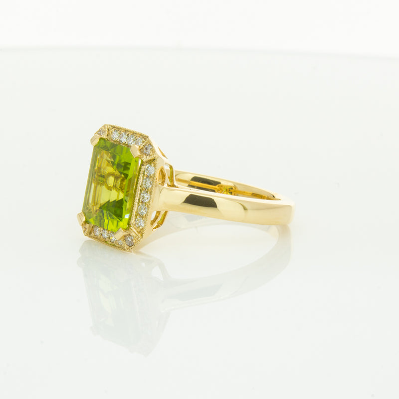18ct Yellow Gold Peridot & Diamond Empire Ring-Ring-Walker & Hall