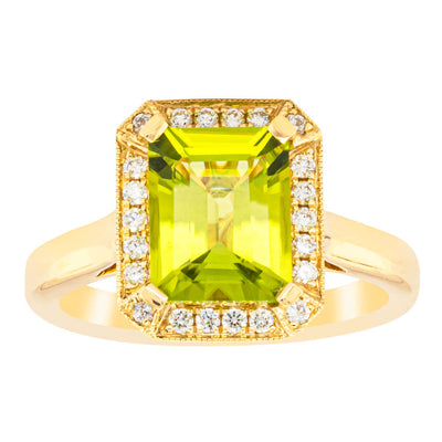 18ct Yellow Gold Peridot & Diamond Empire Ring-Ring-Walker & Hall