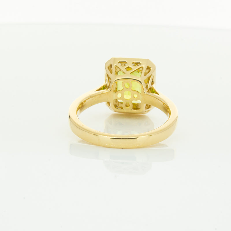 18ct Yellow Gold Peridot & Diamond Empire Ring-Ring-Walker & Hall