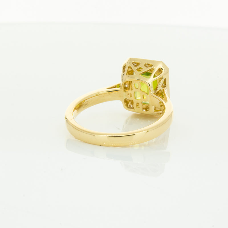 18ct Yellow Gold Peridot & Diamond Empire Ring-Ring-Walker & Hall