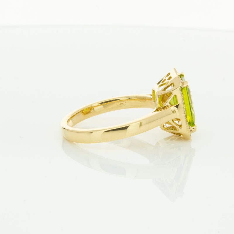 18ct Yellow Gold Peridot & Diamond Empire Ring-Ring-Walker & Hall