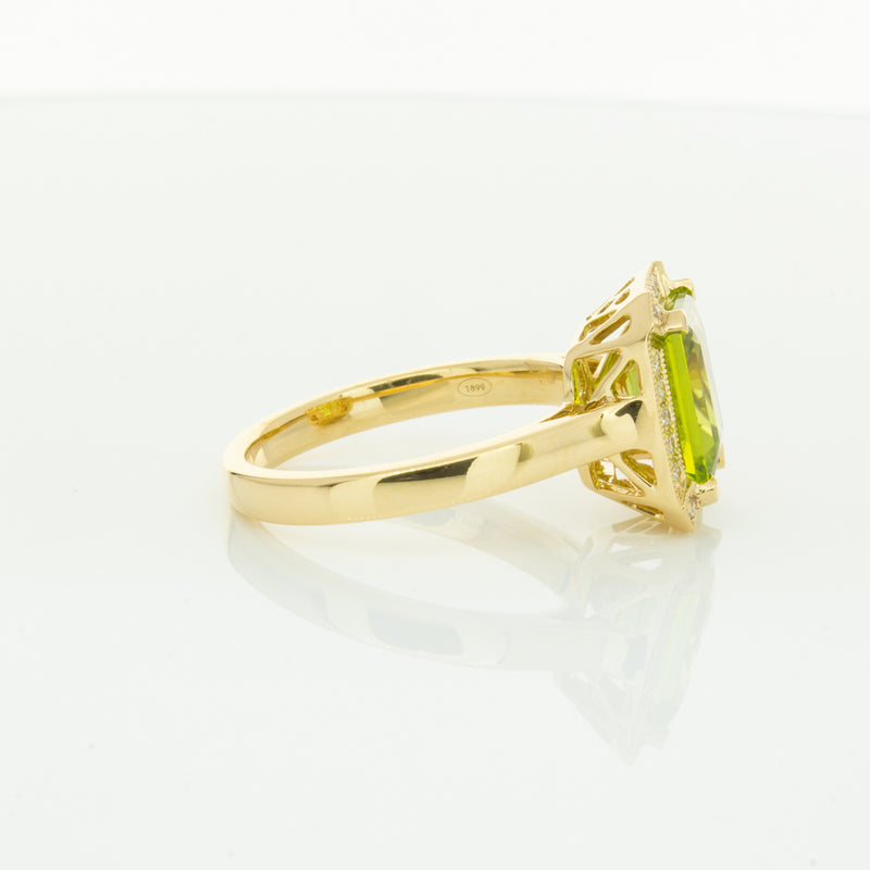 18ct Yellow Gold Peridot & Diamond Empire Ring-Ring-Walker & Hall