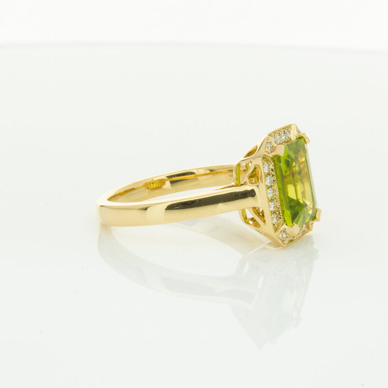 18ct Yellow Gold Peridot & Diamond Empire Ring-Ring-Walker & Hall
