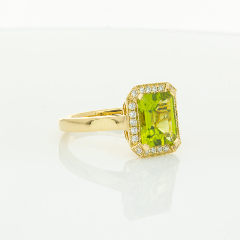18ct Yellow Gold Peridot & Diamond Empire Ring-Ring-Walker & Hall