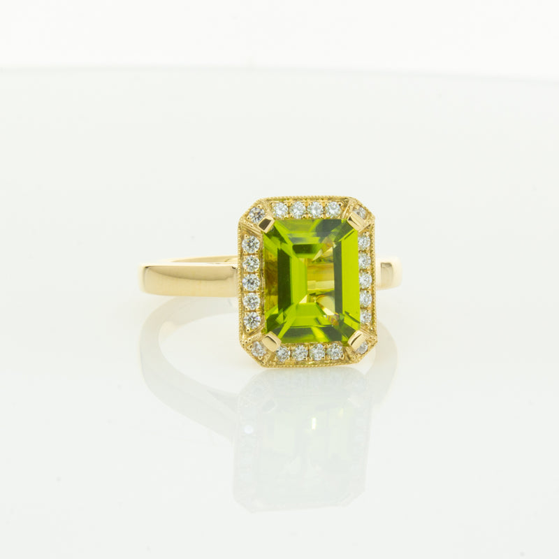 18ct Yellow Gold Peridot & Diamond Empire Ring-Ring-Walker & Hall