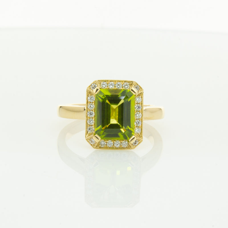 18ct Yellow Gold Peridot & Diamond Empire Ring-Ring-Walker & Hall