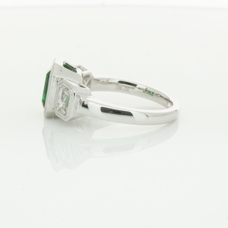 18ct White Gold Emerald & Diamond Ring-Ring-Walker & Hall