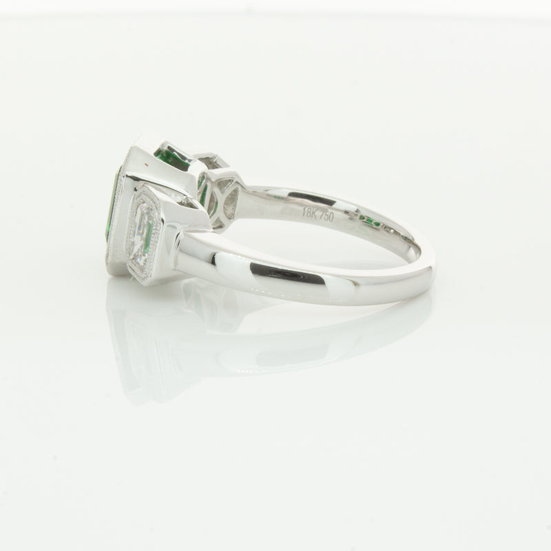 18ct White Gold Emerald & Diamond Ring-Ring-Walker & Hall