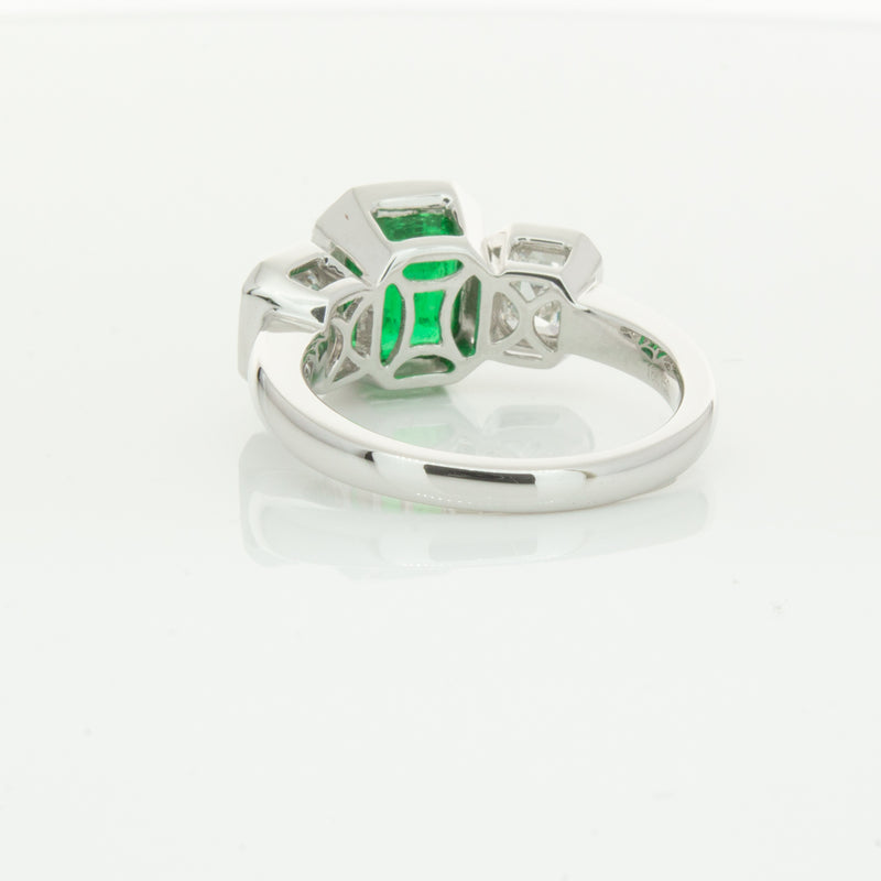 18ct White Gold Emerald & Diamond Ring-Ring-Walker & Hall