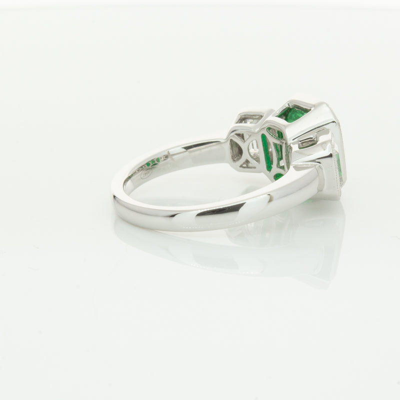 18ct White Gold Emerald & Diamond Ring-Ring-Walker & Hall