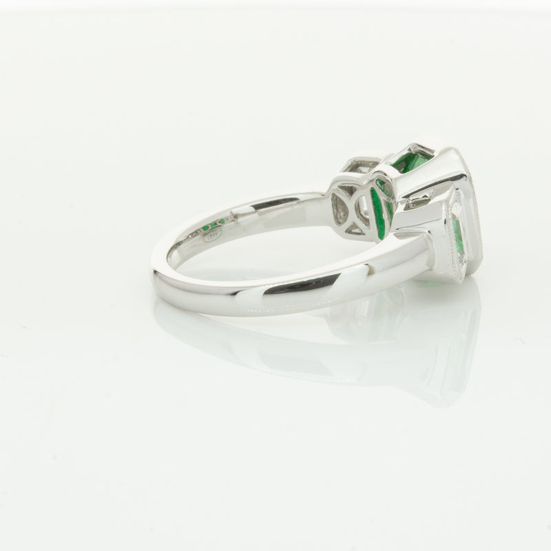 18ct White Gold Emerald & Diamond Ring-Ring-Walker & Hall