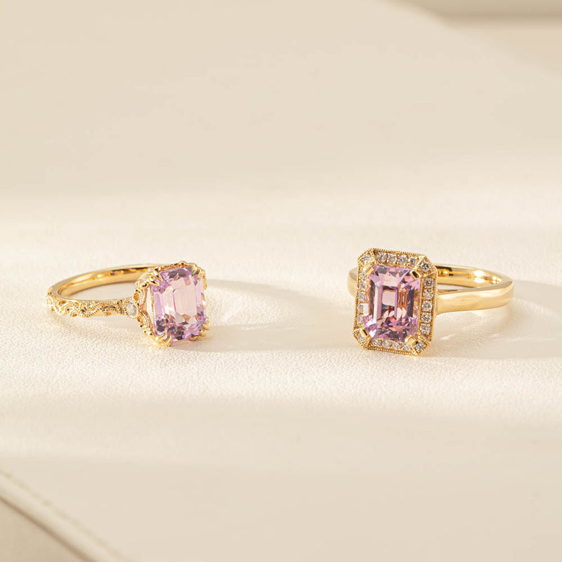 18ct Yellow Gold 2.64ct Kunzite & Diamond Romanov Ring-Ring-Walker & Hall