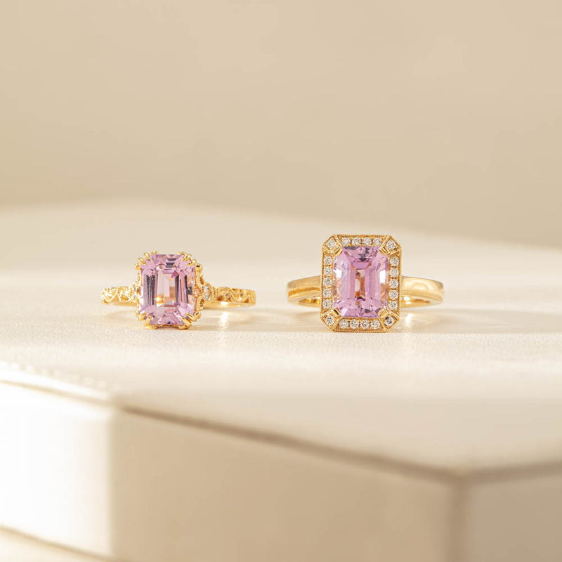 18ct Yellow Gold 2.90ct Kunzite & Diamond Empire Ring-Ring-Walker & Hall